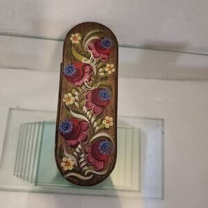 Vintage Rosemaling Painted Wooden Box Hand painted